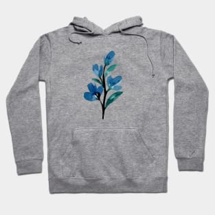 Blue Watercolor Wild Flower Hoodie